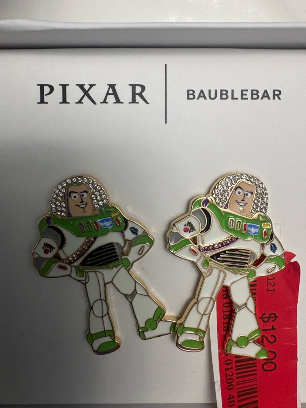 BaubleBar Green and White Buzz Lightyear Enamel Drop Earrings